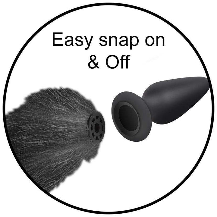 Interchangeable Black and White Fox Tail - The Dildo Hub