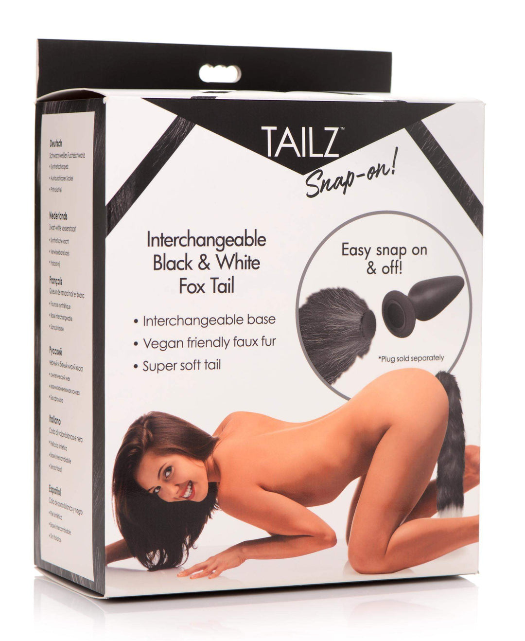 Interchangeable Black and White Fox Tail - The Dildo Hub