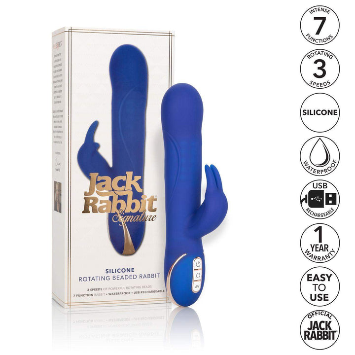 Jack Rabbit Signature Silicone Rotating Beaded Rabbit Vibrator 9" - The Dildo Hub