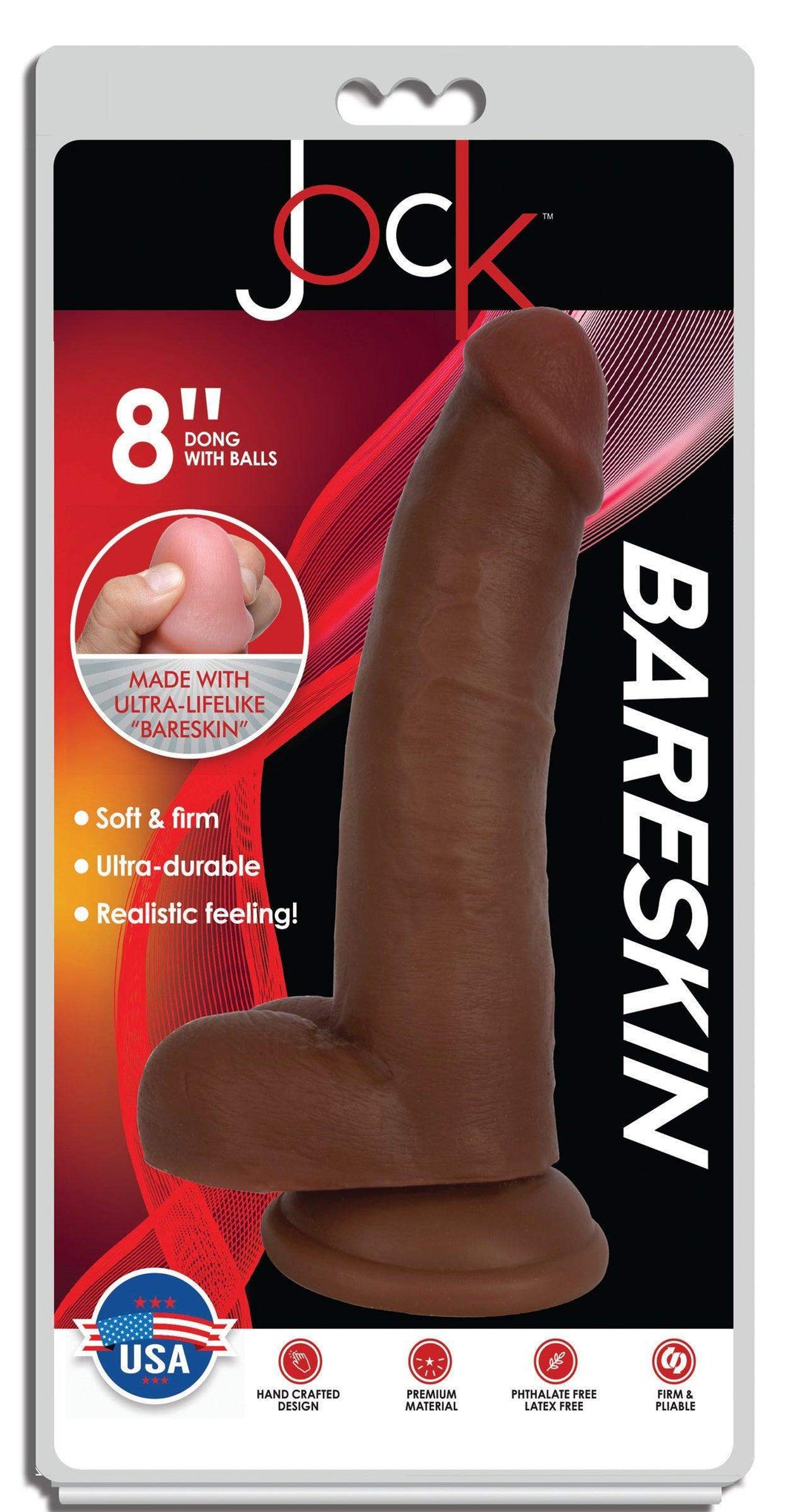 Jock Dark Bareskin Dildo with Balls - 8 Inch - The Dildo Hub