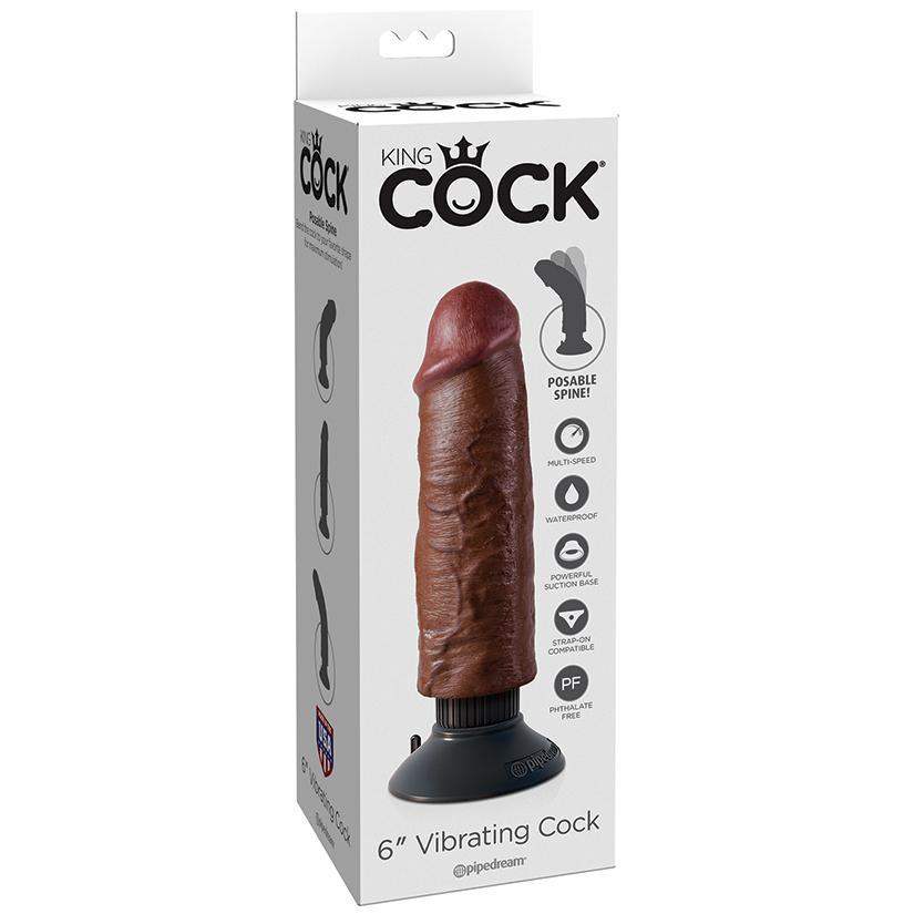 King Cock 6 Inch Vibrating Cock - Brown - The Dildo Hub