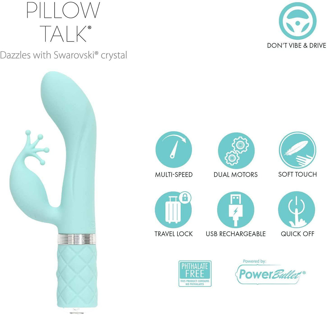 Kinky Teal Luxurious Vibrator | Pillow Talk - The Dildo Hub