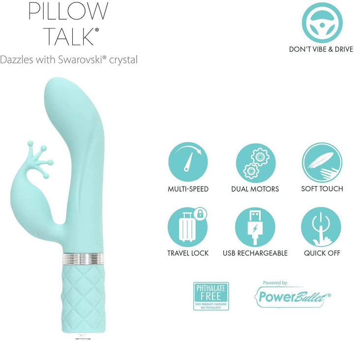Kinky Teal Luxurious Vibrator | Pillow Talk - The Dildo Hub