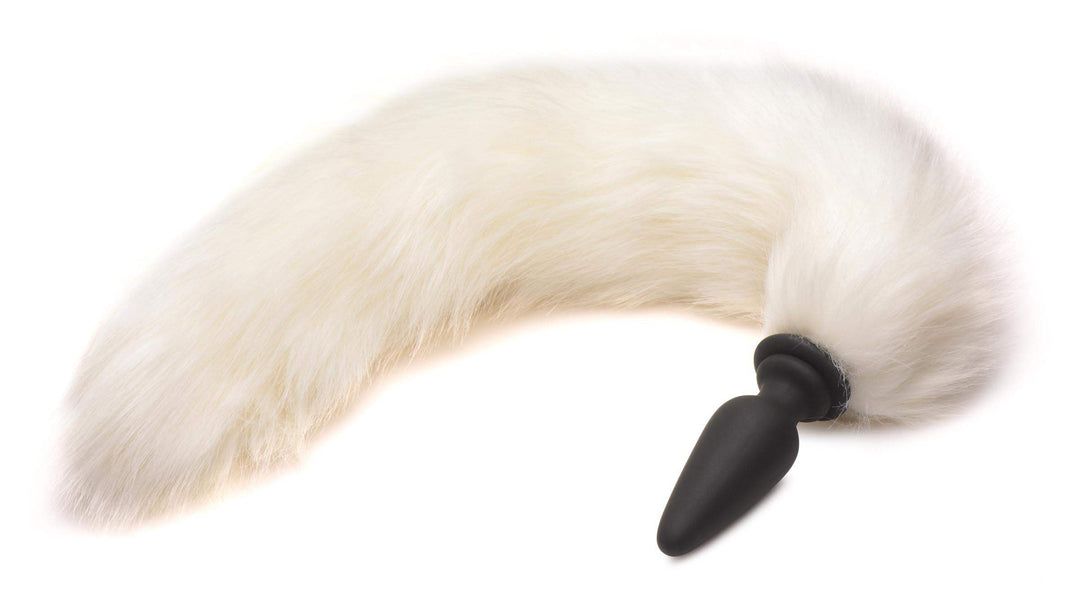 Large Anal Plug with Interchangeable Fox Tail - White - The Dildo Hub