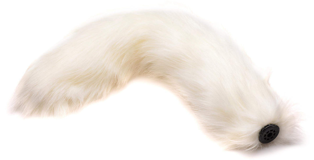 Large Anal Plug with Interchangeable Fox Tail - White - The Dildo Hub