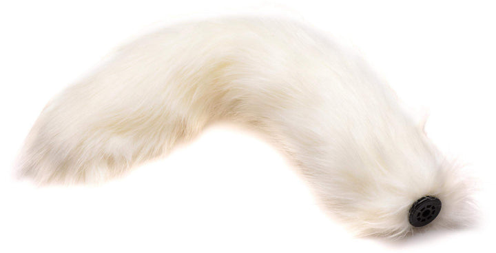 Large Anal Plug with Interchangeable Fox Tail - White - The Dildo Hub
