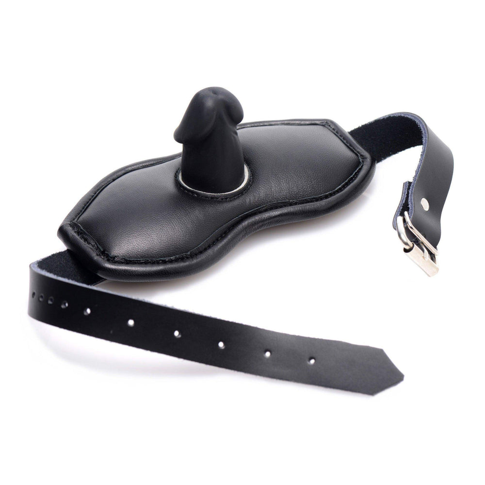 Leather Padded Silicone Penis Mouth Gag - The Dildo Hub