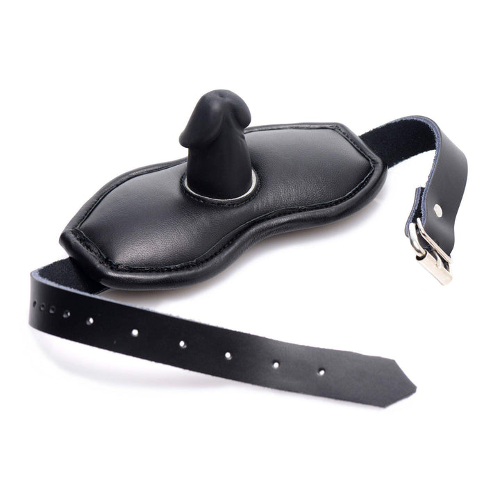 Leather Padded Silicone Penis Mouth Gag - The Dildo Hub