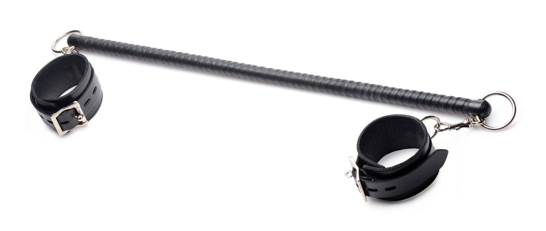 Leather Wrapped Spreader Bar with Cuffs - The Dildo Hub