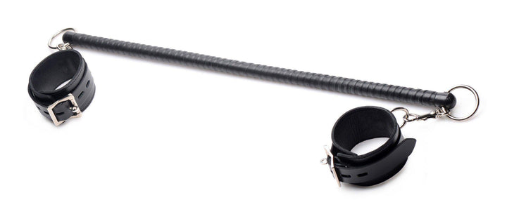 Leather Wrapped Spreader Bar with Cuffs - The Dildo Hub