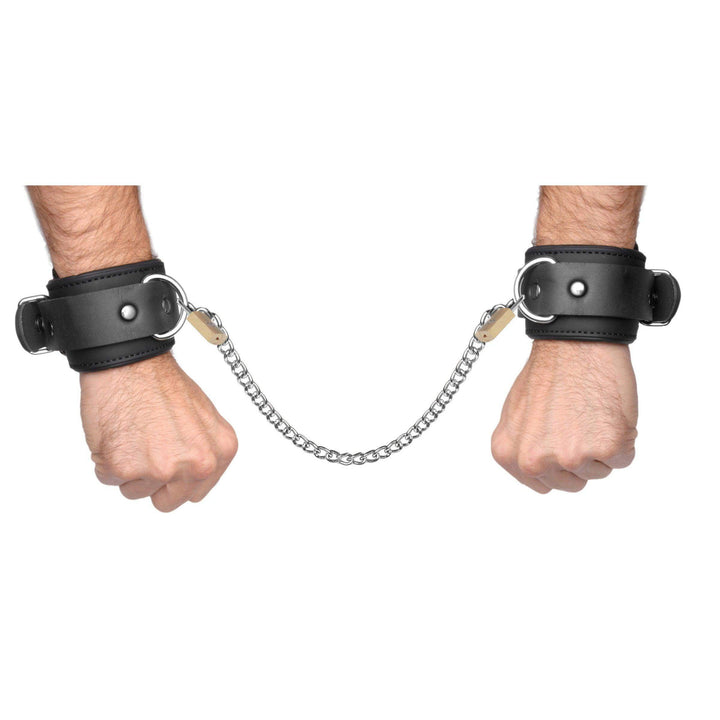 Neoprene Buckle Cuffs with Locking Chain Kit - The Dildo Hub