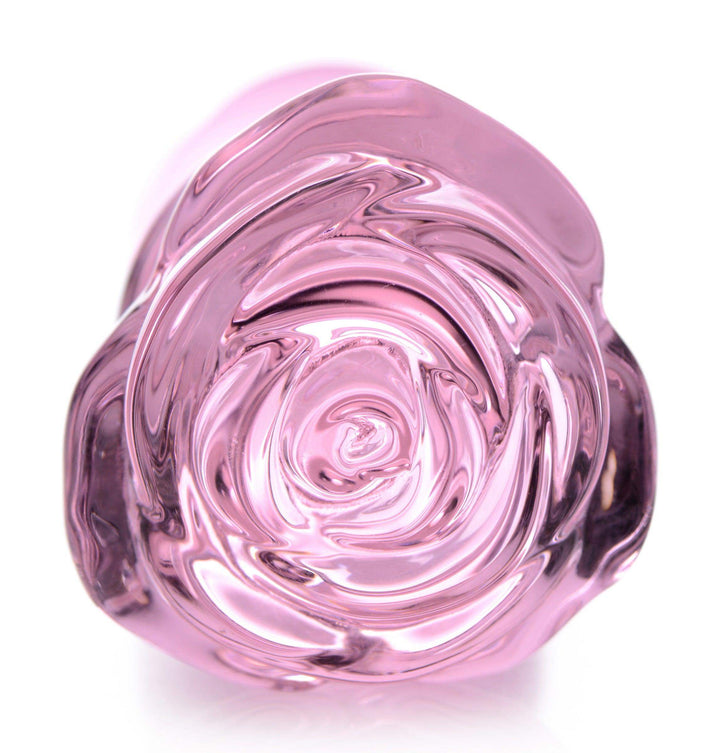Pink Rose Glass Anal Plug - Large - The Dildo Hub