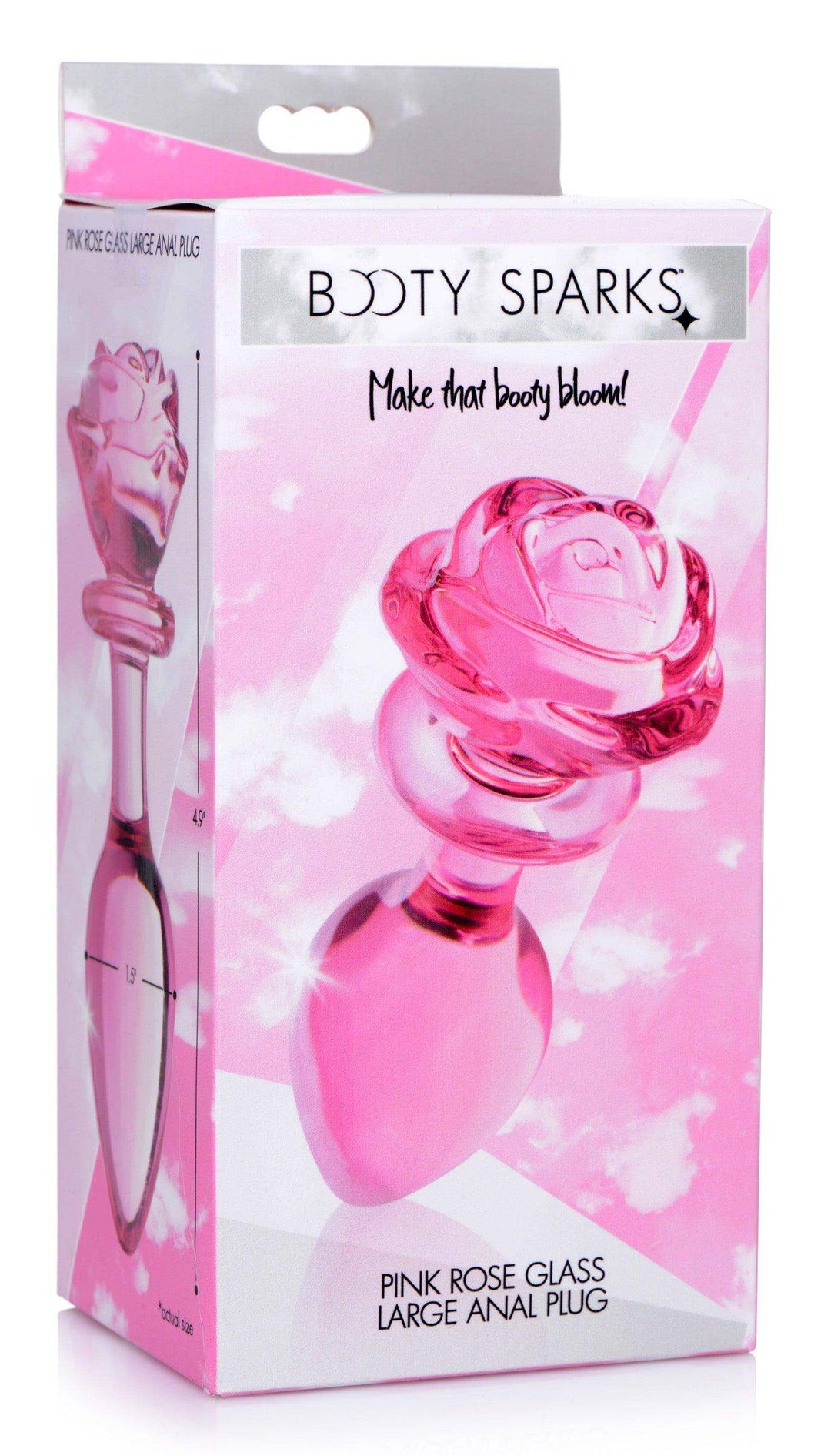 Pink Rose Glass Anal Plug - Large - The Dildo Hub