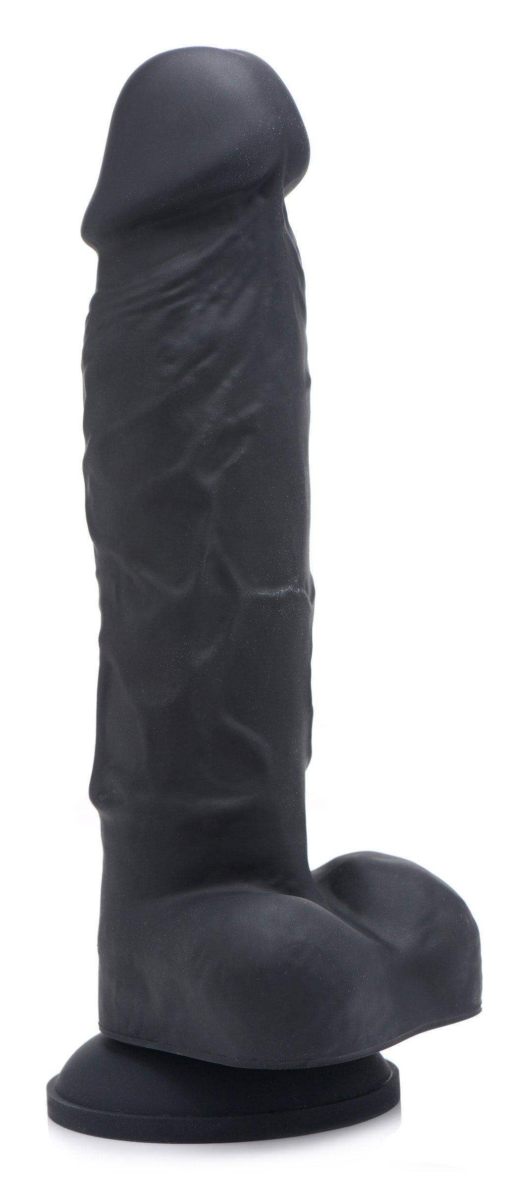 Power Pecker 7 Inch Silicone Dildo with Balls - Black - The Dildo Hub