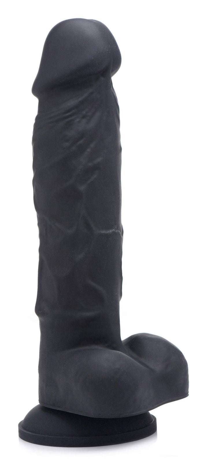 Power Pecker 7 Inch Silicone Dildo with Balls - Black - The Dildo Hub