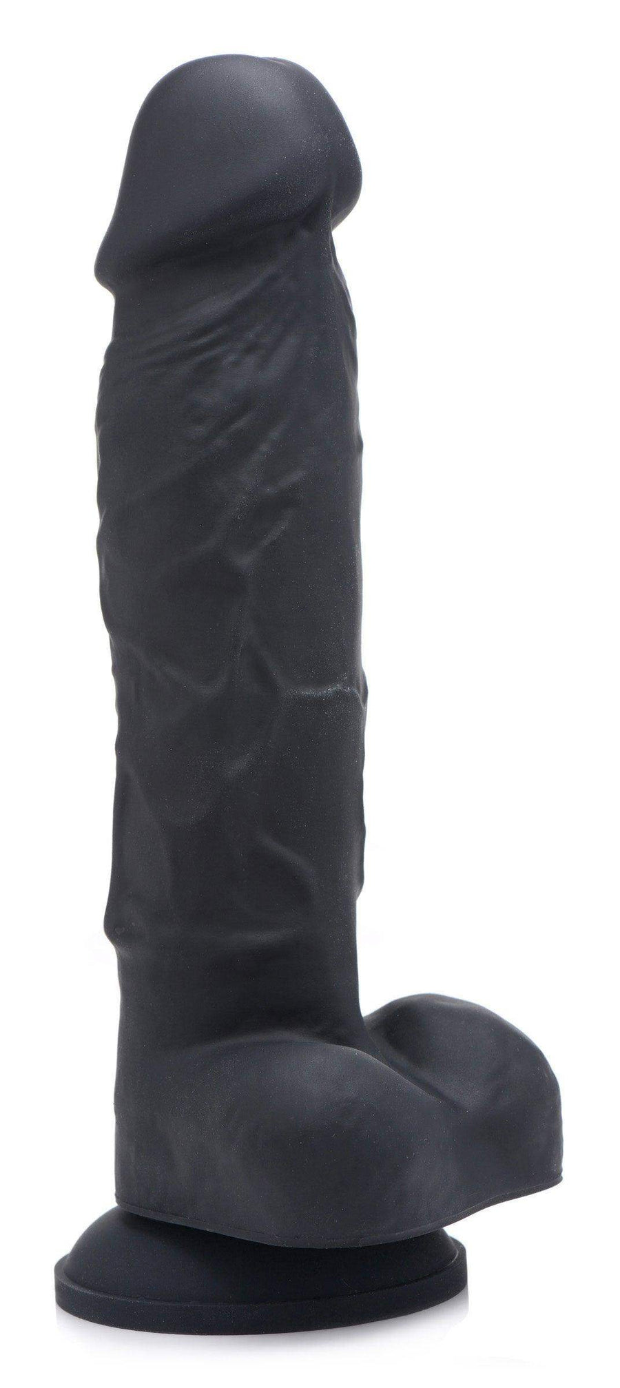 Power Pecker 7 Inch Silicone Dildo with Balls - Black - The Dildo Hub