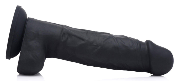 Power Pecker 7 Inch Silicone Dildo with Balls - Black - The Dildo Hub
