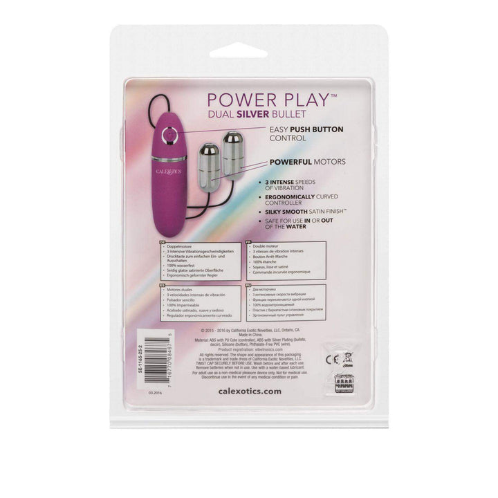 Power Play Dual Silver Vibrating Bullet | CalExotics - The Dildo Hub