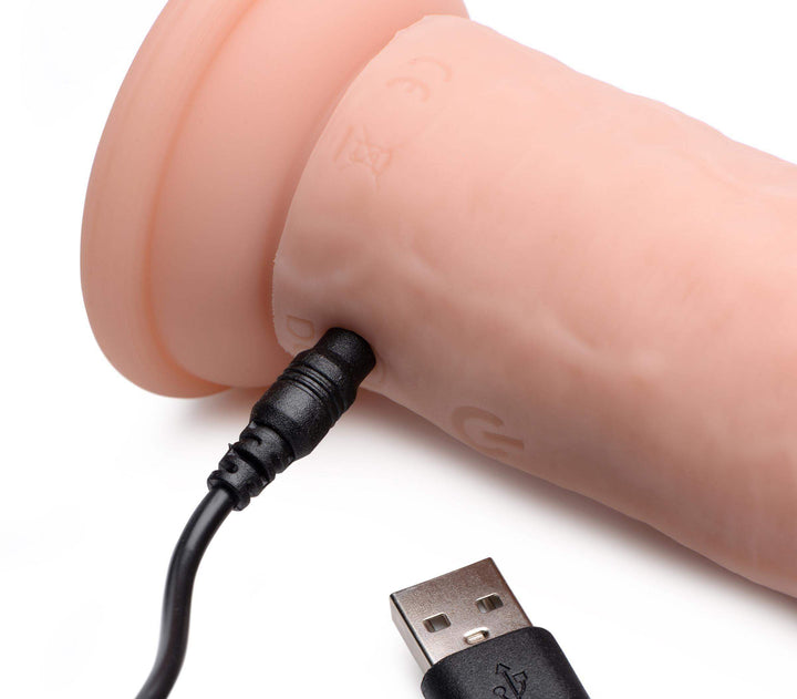 Power Player 28X Vibrating Silicone Dildo with Remote - Light - The Dildo Hub