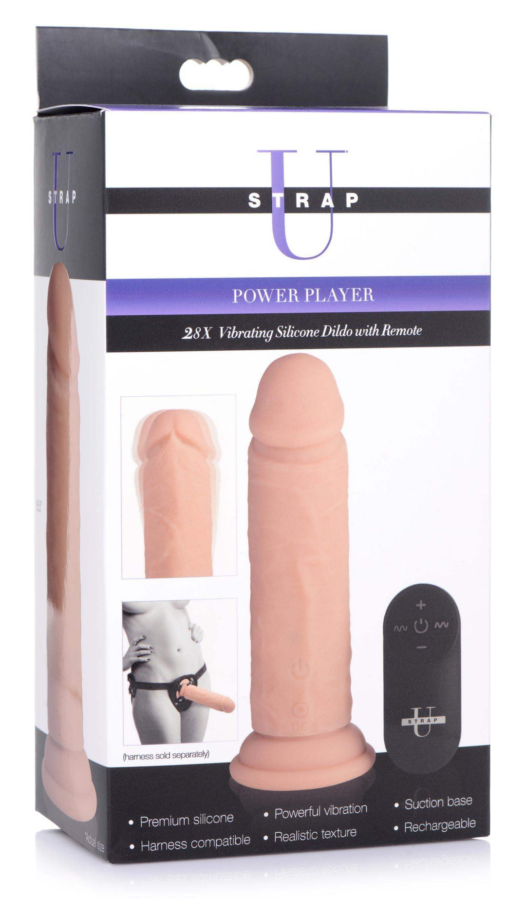 Power Player 28X Vibrating Silicone Dildo with Remote - Light - The Dildo Hub