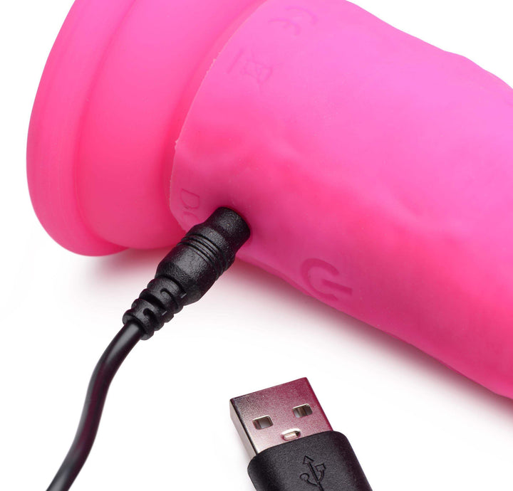 Power Player 28X Vibrating Silicone Dildo with Remote - Pink - The Dildo Hub