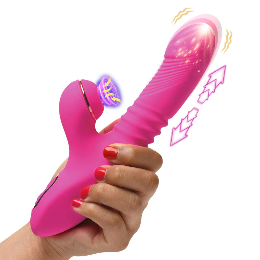 Pro-Thrust Thrusting Suction Silicone Rabbit Vibrator - The Dildo Hub