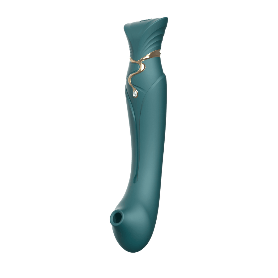 Queen Set G-spot PulseWave Vibrator with Suction Sleeve Jewel Green - The Dildo Hub