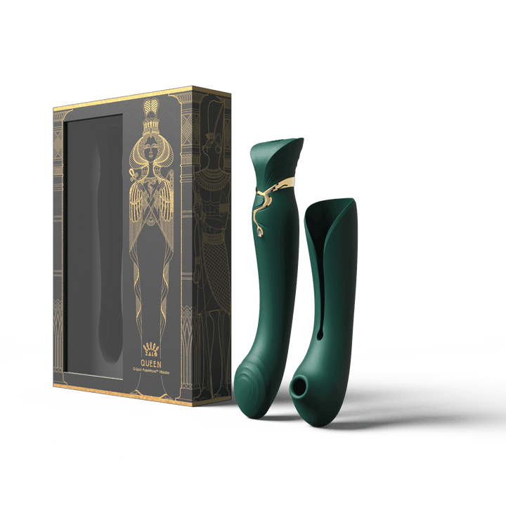 Queen Set G-spot PulseWave Vibrator with Suction Sleeve Jewel Green - The Dildo Hub