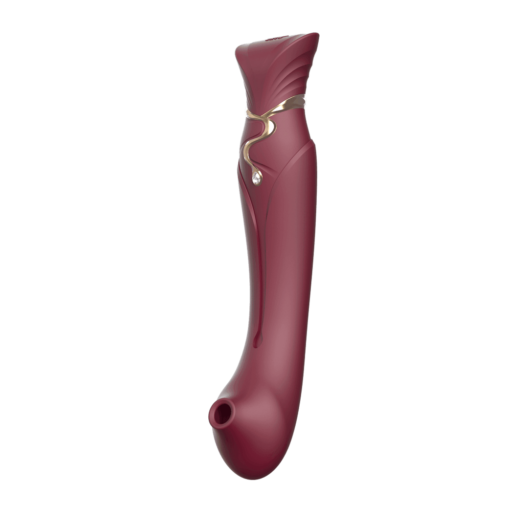 Queen Set G-spot PulseWave Vibrator with Suction Sleeve Wine Red - The Dildo Hub