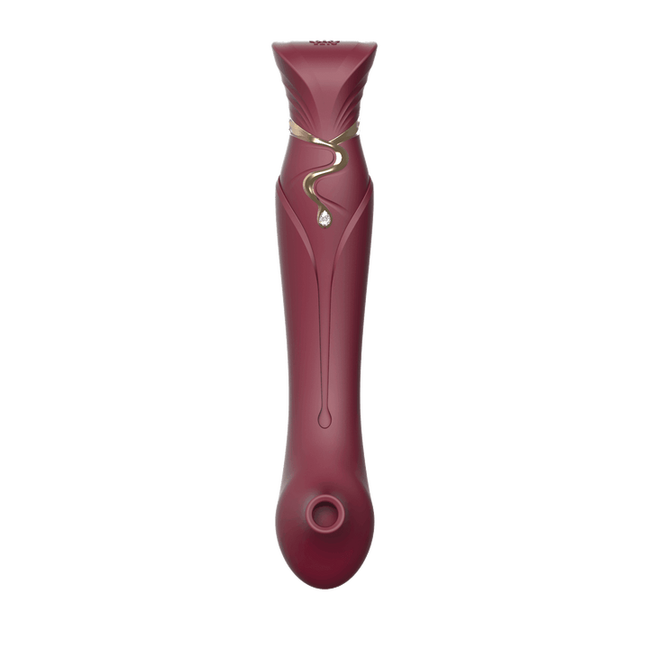 Queen Set G-spot PulseWave Vibrator with Suction Sleeve Wine Red - The Dildo Hub