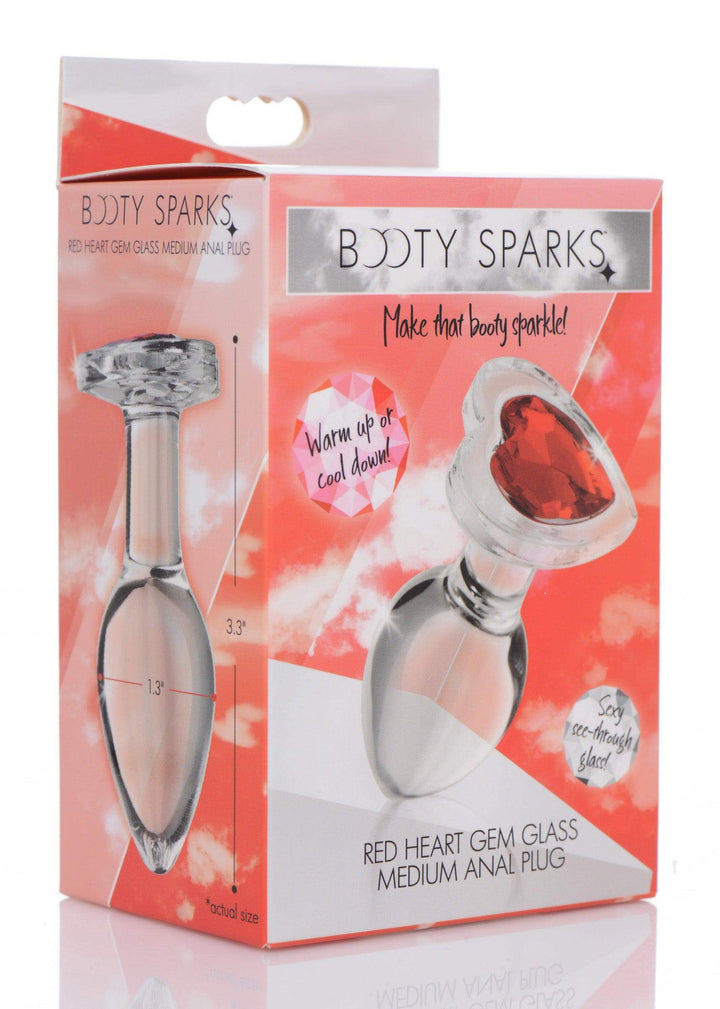 Red Heart Gem Glass Anal Plug - Medium - The Dildo Hub