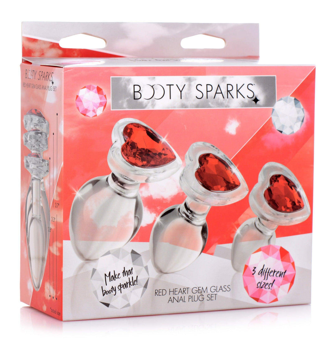 Red Heart Gem Glass Anal Plug Set - The Dildo Hub