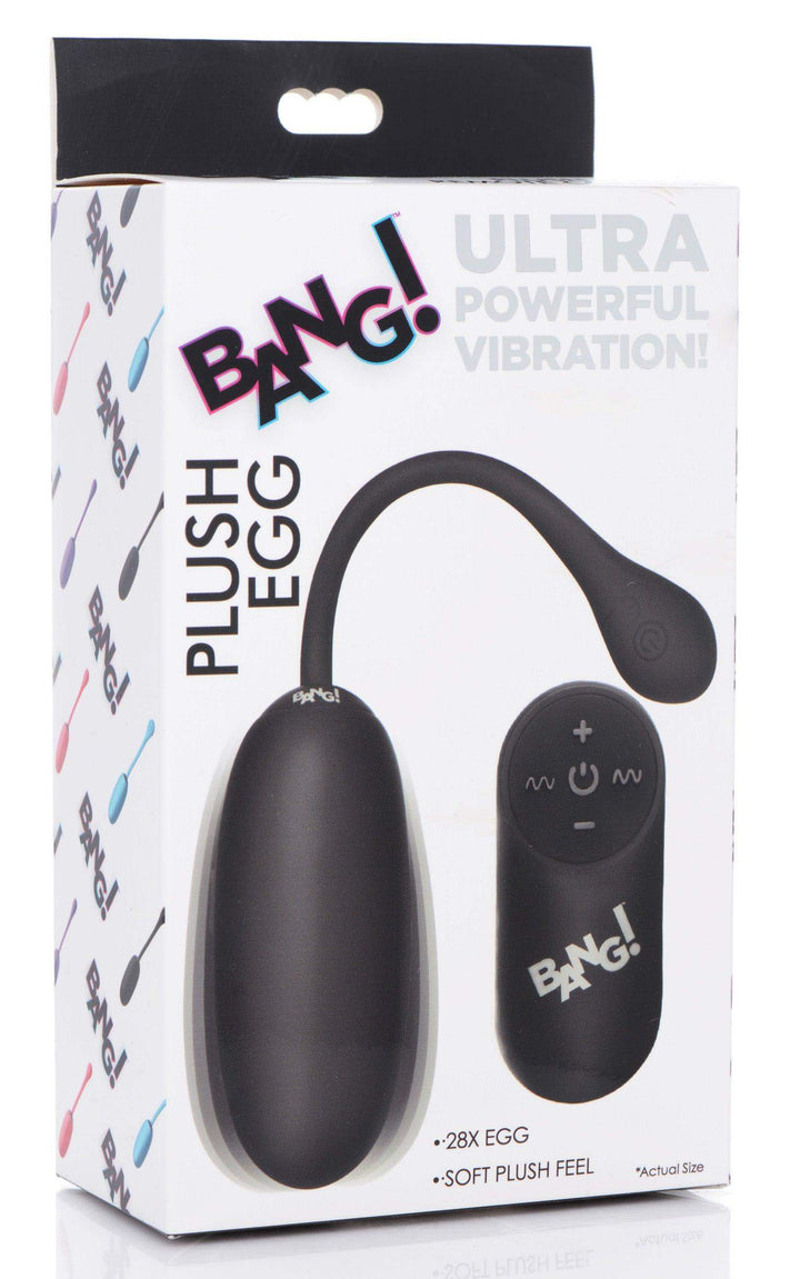 Remote Control 28X Silicone Plush Egg - Black - The Dildo Hub