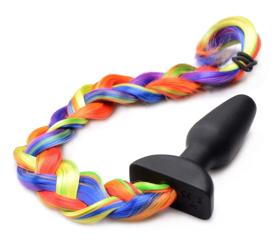 Remote Control Vibrating Rainbow Pony Tail Anal Plug - The Dildo Hub
