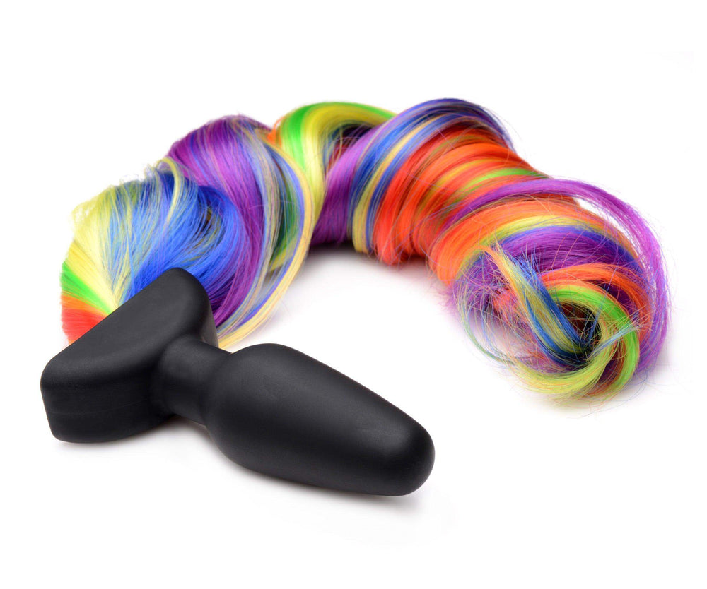 Remote Control Vibrating Rainbow Pony Tail Anal Plug - The Dildo Hub