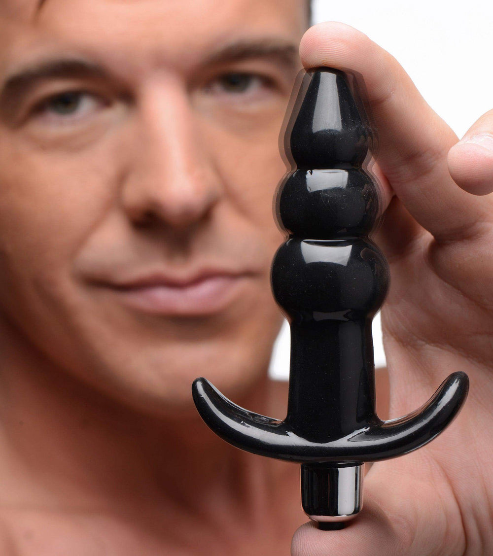 Ribbed Vibrating Butt Plug - Black - The Dildo Hub