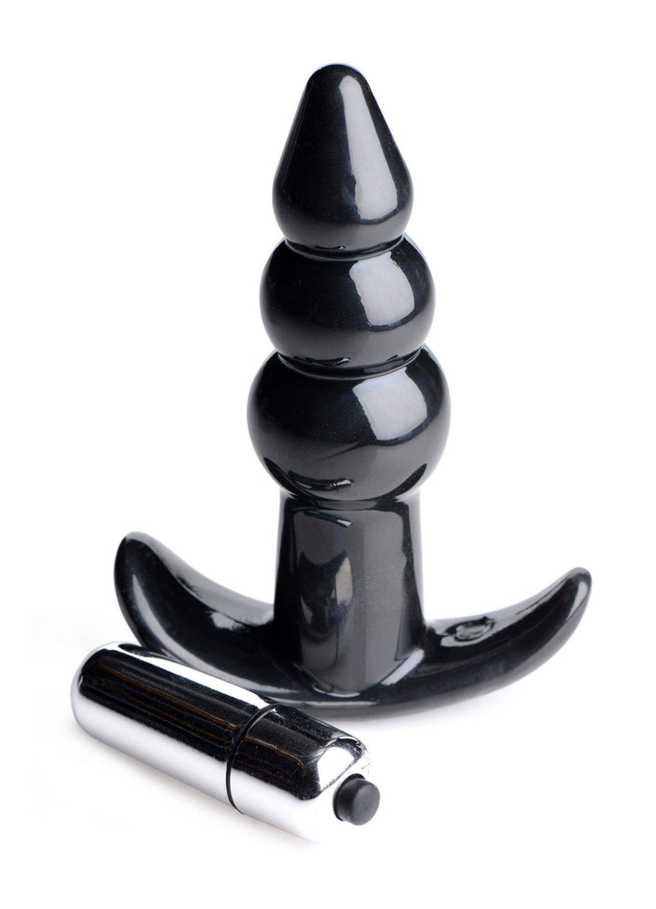 Ribbed Vibrating Butt Plug - Black - The Dildo Hub