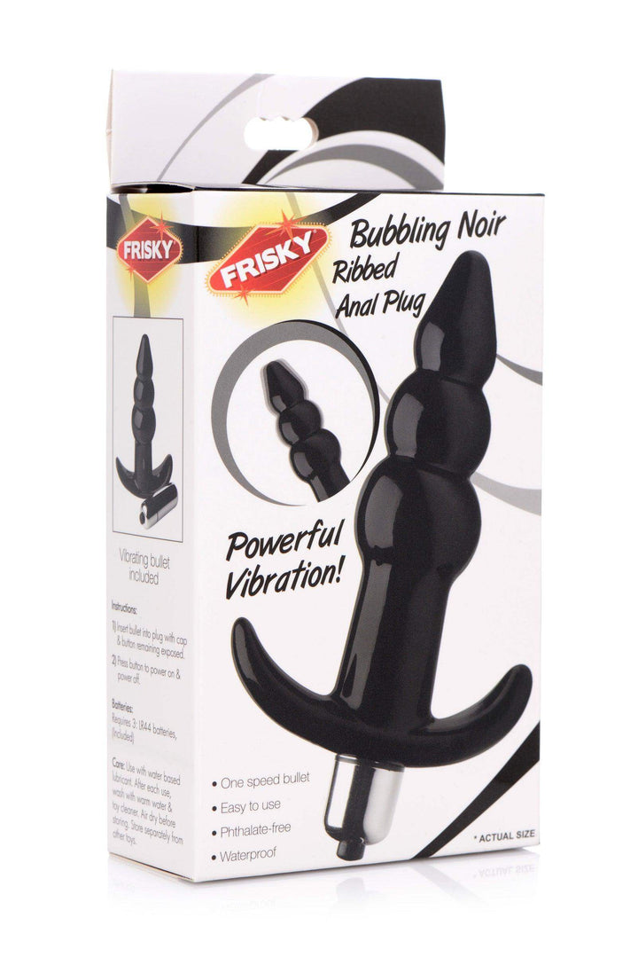 Ribbed Vibrating Butt Plug - Black - The Dildo Hub