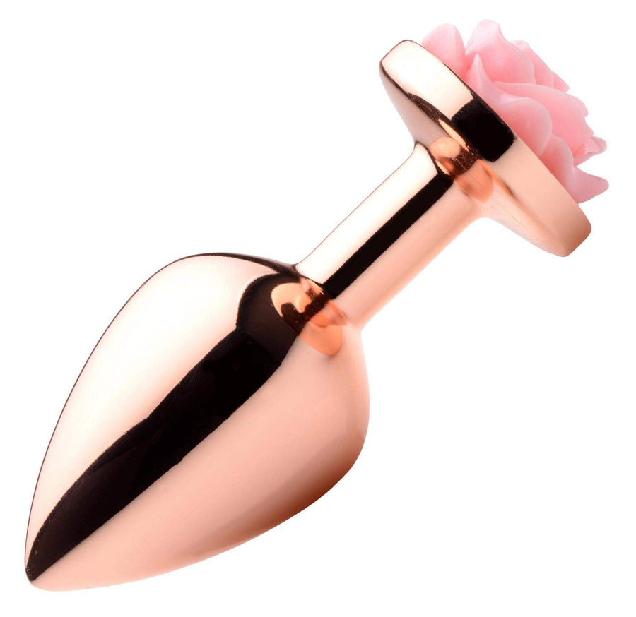 Rose Gold Anal Plug with Pink Flower - Medium | Boory Sparks - The Dildo Hub