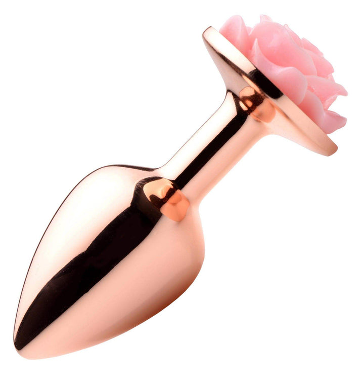 Rose Gold Anal Plug with Pink Flower - Small | Booty Sparks - The Dildo Hub
