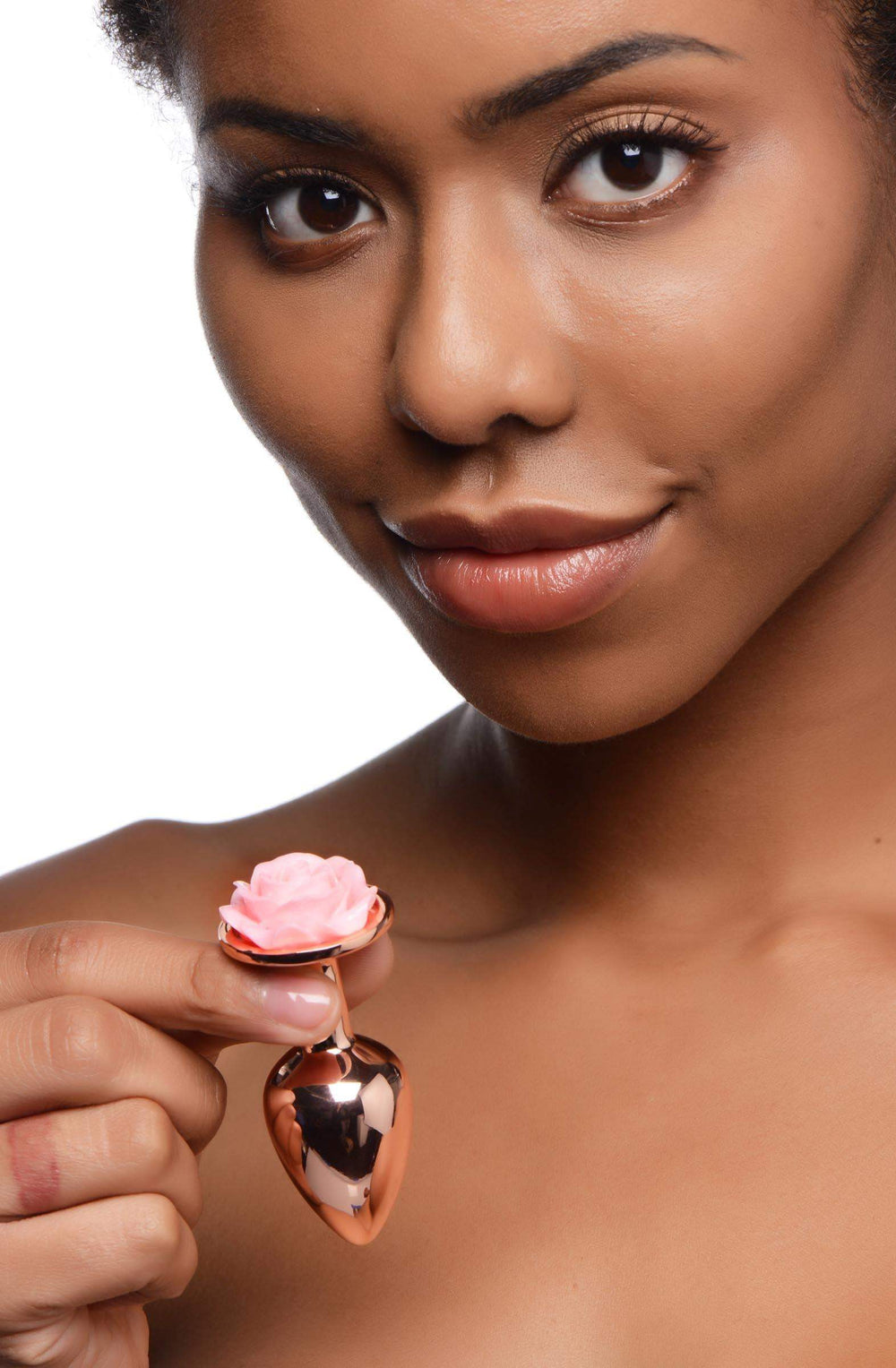 Rose Gold Anal Plug with Pink Flower - Small | Booty Sparks - The Dildo Hub