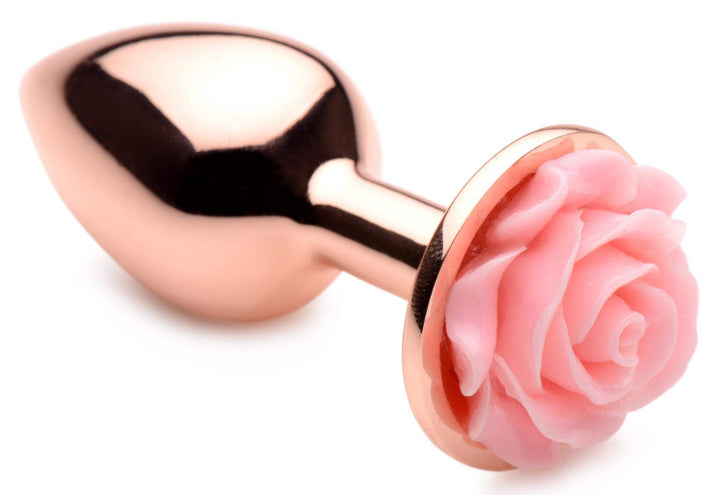 Rose Gold Anal Plug with Pink Flower - Small | Booty Sparks - The Dildo Hub