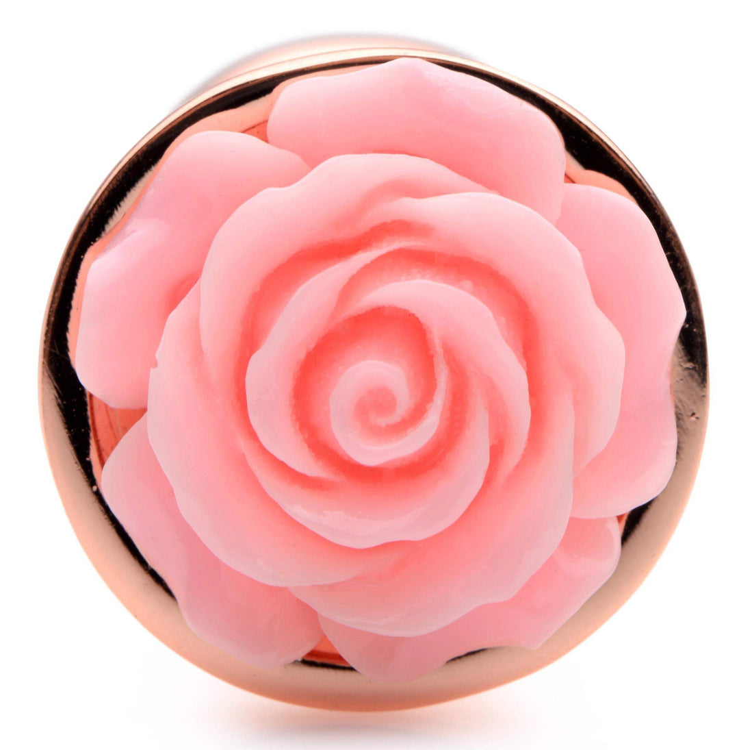 Rose Gold Anal Plug with Pink Flower - Small | Booty Sparks - The Dildo Hub