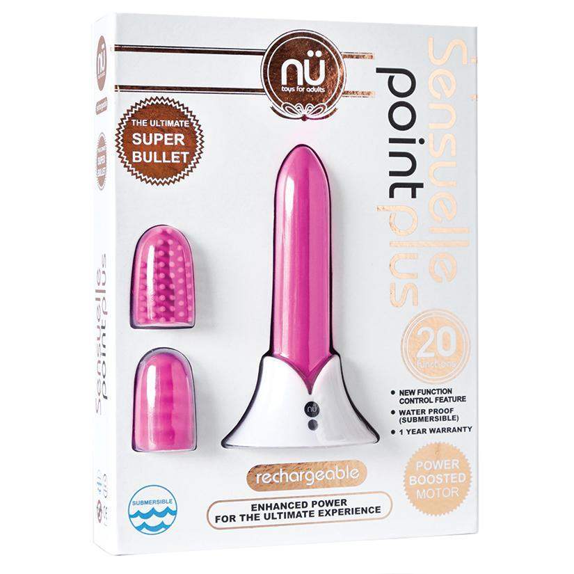 Sensuelle Point Plus 20-function Rechargable Silicone Bullet Vibrator With Textured Tips - Pink - The Dildo Hub