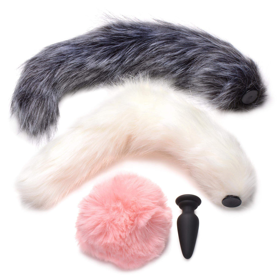Silicone Anal Plug with 3 Interchangeable Tails - The Dildo Hub