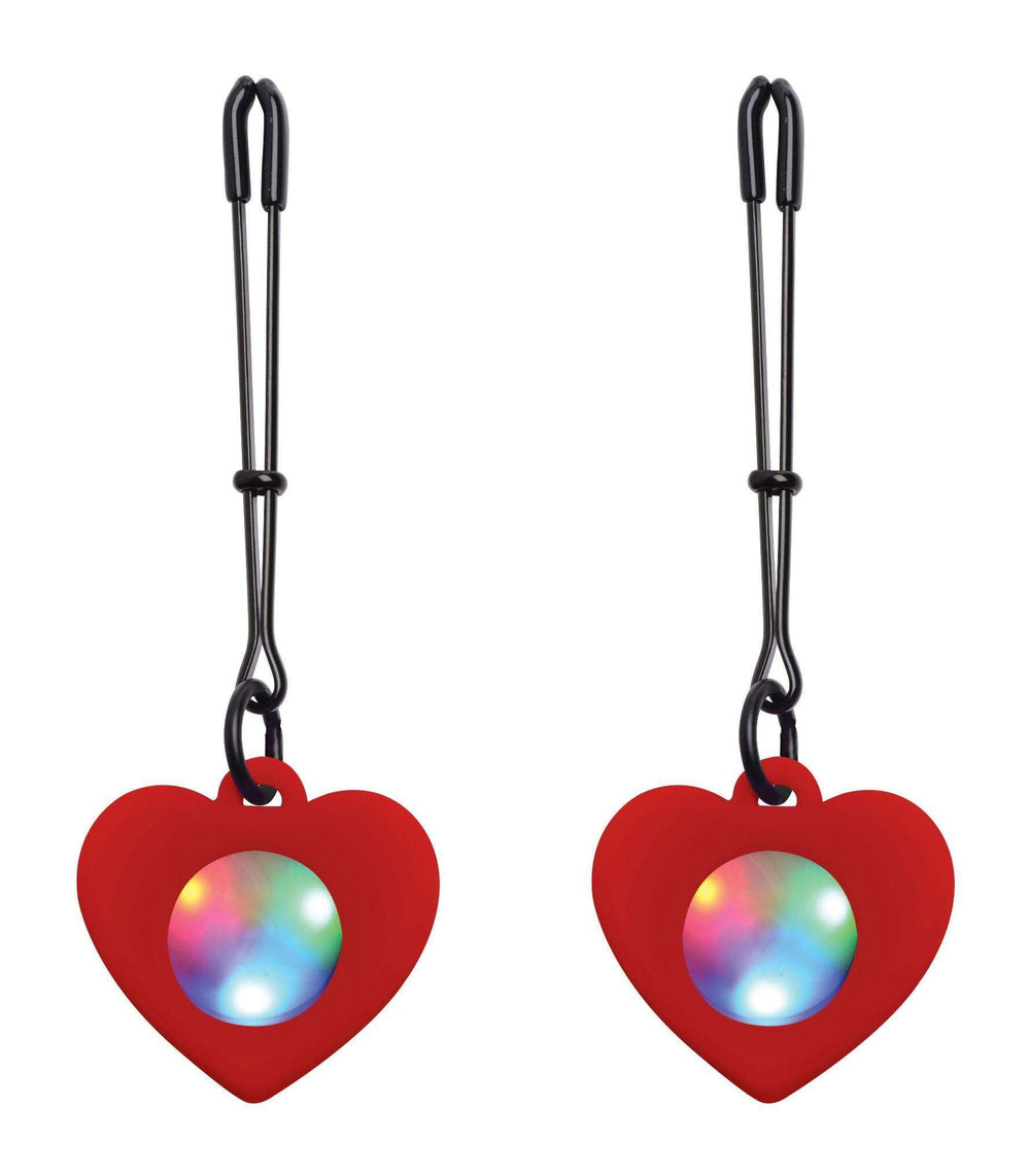Silicone Light Up Heart Tweezer Nipple Clamps - The Dildo Hub