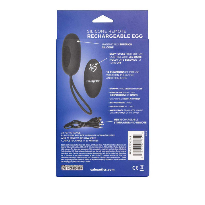 Silicone Remote Rechargeable Egg - Black - The Dildo Hub