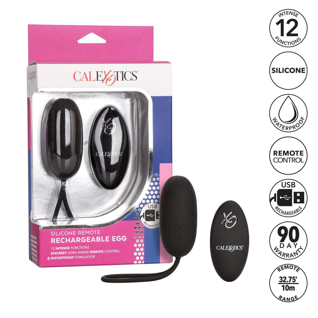 Silicone Remote Rechargeable Egg - Black - The Dildo Hub