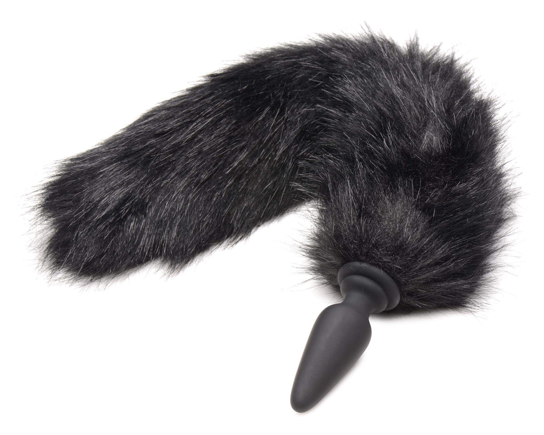 Small Anal Plug with Interchangeable Fox Tail - Black - The Dildo Hub