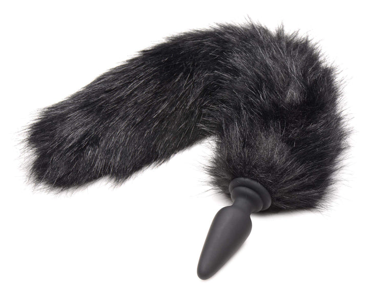 Small Anal Plug with Interchangeable Fox Tail - Black - The Dildo Hub